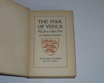 Book, biograpthical, Chronicle, The Fool of Venus, Story of Peire Vidal, by George Cronyn,1934, 1st Edition, Hardcover, Biographies, Books,,