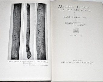 Books, Biographies & Autobiographies, Abraham Lincoln,The Prairie Years, by Carl Sandburg, 105 Illus., Vol. One, Pub. Harcourt, C.R 1925,26,