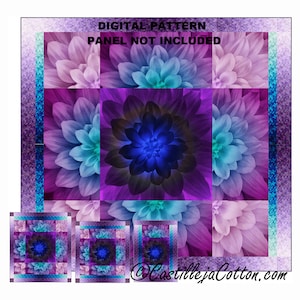 Rippling Flowers Quilt ePattern, 5362-0e, digital pattern, Hoffman CA Fabrics Dream Big and Backsplash, four bed sizes