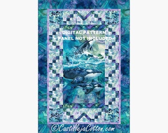 Orca Whale Song Lap Quilt ePattern, 5792-1e, digital pattern, Whale Panel Lap Quilt Pattern, Northcott Fabrics Whale Song