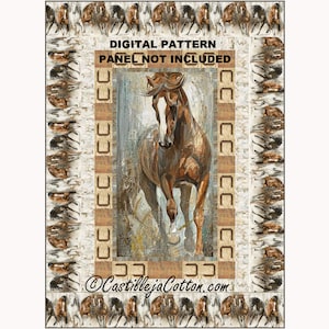 Horses and Horseshoes Quilt ePattern, 5679-1e, digital pattern, horse panel lap quilt pattern, Northcott fabrics Spirited