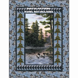 Tranquil Loons Quilt ePattern, 5350-1e, digital pattern, Loon Panel Lap Quilt Pattern, Northcott Fabric Tranquil Moments