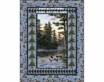 Tranquil Loons Quilt ePattern, 5350-1e, digital pattern, Loon Panel Lap Quilt Pattern, Northcott Fabric Tranquil Moments