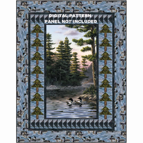 Tranquil Loons Quilt ePattern, 5350-1e, digital pattern, Loon Panel Lap Quilt Pattern, Northcott Fabric Tranquil Moments