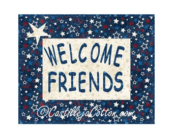 American Friends Welcome  Quilt ePattern, 4057-13e, digital pattern, mini wall Quilt Pattern, Northcott Fabrics Stars and Stripes 12