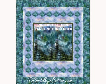 Mountain Forest Queen Quilt ePattern, 5378-5e, digital pattern, timeless treasures fabrics Mountain Vista, Queen quilt pattern, panel C7464