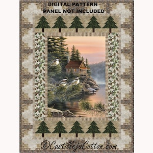 Cabin by the Lake Quilt ePattern, 5791-1e, digital pattern, cabin panel lap quilt pattern,  Northcott Fabrics Cabin View