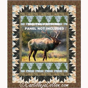 Elk in the Meadow Quilt ePattern, 5799-1e, digital pattern, Elk Panel lap Quilt Pattern, Hoffman CA Fabrics Call of the Wild Elk