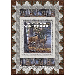 Deer at First Light Quilt ePattern, 5880-1e, digital pattern, Deer Lap panel quilt pattern, Northcott Fabrics First Light