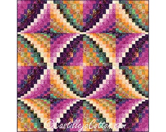 Precious Stones Quilt ePattern, 5954-1e, digital pattern, bed topper Quilt,  Timeless Treasures Tonga Sunset, fat quarter friendly