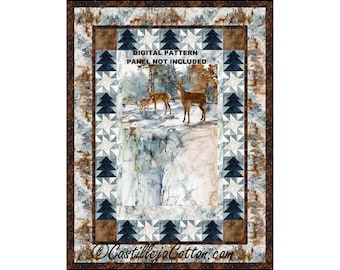 Highland Deer Quilt Pattern, 5858-2e, digital pattern, deer Panel Lap Quilt Pattern, Northcott Fabric Highland View