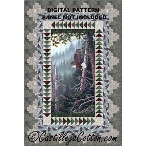 Forest Eagle Panel Quilt ePattern, 5064-1e, digital pattern, panel lap quilt pattern, eagle lap quilt pattern, northcott beyond the forest