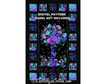 Luminous Windows Quilt Pattern, 5133-2e, digital pattern, Floral Panel Lap Quilt Pattern, Timeless Treasures Fabrics Luminous