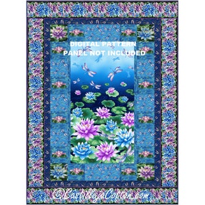 Seerosen und Libellen Quilt ePattern, 5514-1e, digitales Muster, florales Panel Quilt Muster, zeitlose Schätze Wassertanz