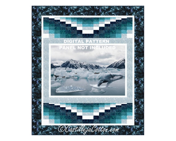 Arctic Whales Quilt ePattern, 5310-1e, whale panel quilt pattern, man quilt, Hoffman CA Fabrics Call of the Wild
