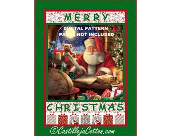 Christmas Letters Quilt Pattern, 5920-1e, digital pattern, Santa panel lap quilt pattern, Northcott fabrics Letters to Santa