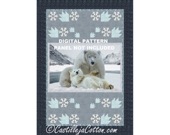 Lazy Polar Bear Cub Quilt ePattern, 5259-2e, digital pattern, polar bear panel lap quilt pattern, Hoffman CA Fabrics Polar Bears