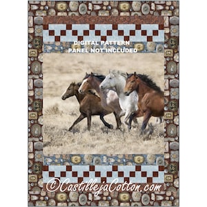 Wide Open Spaces Lap Quilt ePattern, 5109-1e, digital pattern, horse panel quilt pattern, Hoffman CA Fabrics Wide Open Spaces