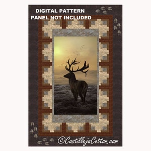 Sunset Elk Panel Quilt ePattern, 5657-1e, digital pattern, Elk Panel lap Quilt Pattern, Hoffman CA Fabrics Call of the Wild Elk