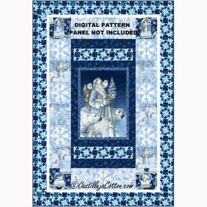 Father Christmas with Animals Quilt ePattern, 5691-1e, digital pattern, Santa panel Lap quilt pattern, Northcott fabrics Father Christmas