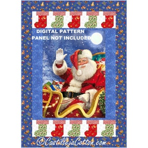 Santa&#39;s Stocking Quilt ePattern, 5834-1e, digital pattern, Christmas Lap panel quilt pattern, Northcott Fabrics Jolly Old St. Nickk