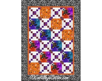 Hallows Eve Quilt ePattern, 5940-1e, digital pattern, Halloween Lap Quilt Pattern, Hoffman CA Fabrics Into The Web