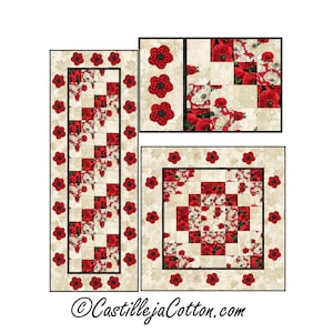 Poppy Trio Quilt Pattern, 5811-0e, digital pattern, Northcott Fabrics Oh Canada 11, wall pattern, placemat pattern, runner pattern