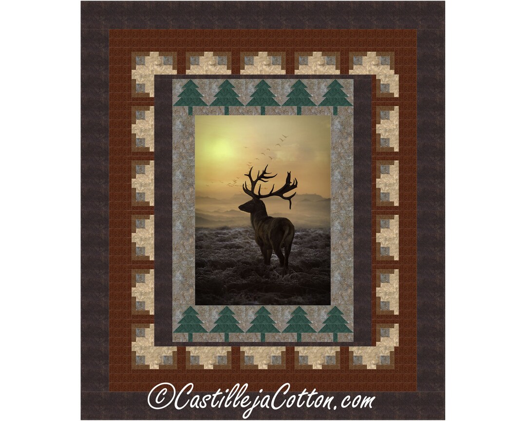 Sunset Elk Queen Quilt Epattern, 56573e, Digital Pattern, Elk Panel