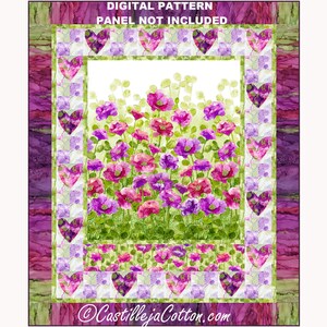 Watercolor Poppies Quilt ePattern, 5603-1e, digital pattern, floral Lap panel quilt pattern, Northcott fabrics modern love