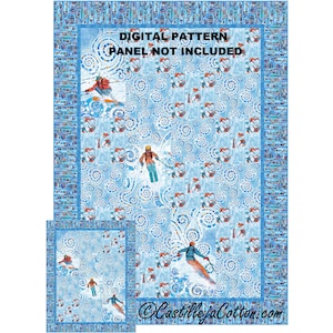 Downhill Skiing Quilt ePattern, 5724-0e, digital pattern, Skiing Lap panel quilt pattern, Northcott Fabrics Freestyle