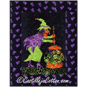 Crystal Witch Spellbound Quilt ePattern, 4525-16e, digital pattern, Halloween wall hanging, witch wall quilt pattern, Tonga Spellbound