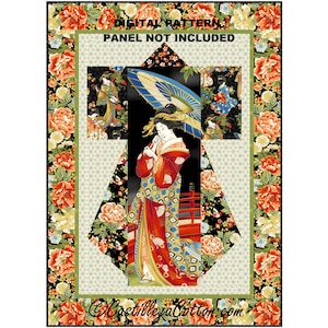 Kyoto Gardens Kimono Quilt ePattern, 4942-9e, digitales Muster, Kimono Wand Quilt Muster, Northcott Fabrics Kyoto Gardens