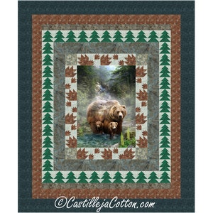 Bears and Paws Queen Quilt ePattern, 5176-5e, digital pattern, bear panel queen quilt pattern, Hoffman Call of the Wild Grizzly