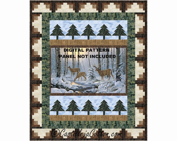 Pine Valley Deer Quilt Pattern, 5438-1, digital pattern, panel lap quilt  pattern, deer lap quilt pattern, northcott fabrics pine valley