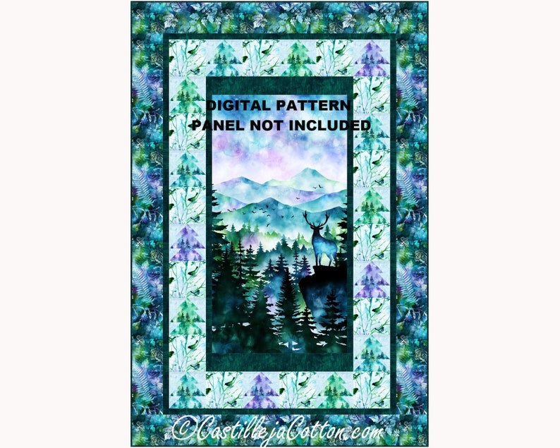 Mystic Forest Quilt ePattern, 5734-1e, wilderness panel Lap quilt pattern, Hoffman CA Fabrics Mystic Mountain image 1