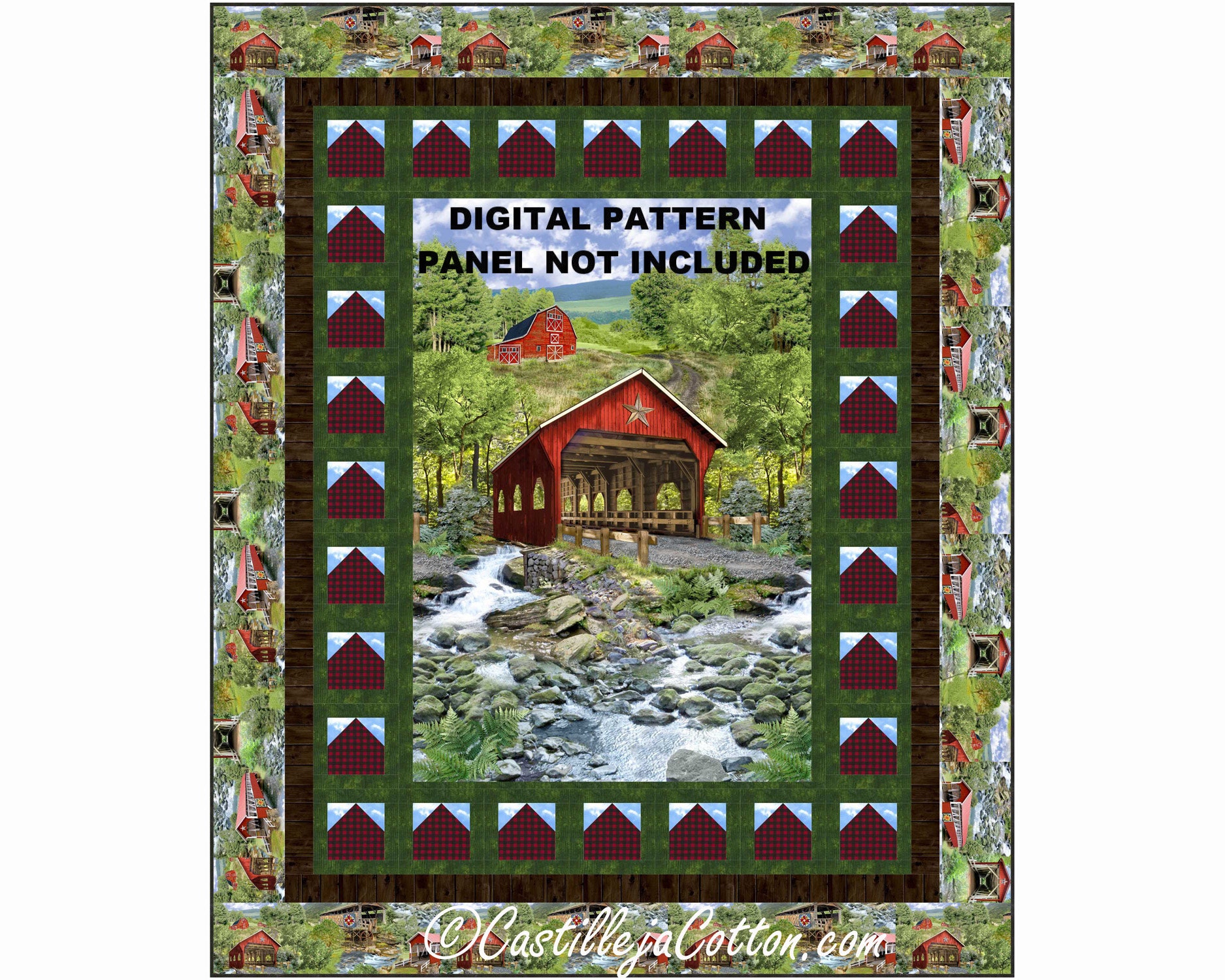 Covered Bridge Quilt ePattern 54231e digital pattern panel Etsy