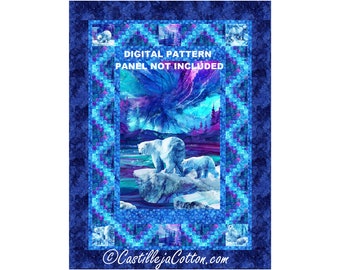 Aurora Quilt ePattern, 5906-1e, digital pattern, bear panel lap quilt pattern, Northcott Fabrics Illuminations