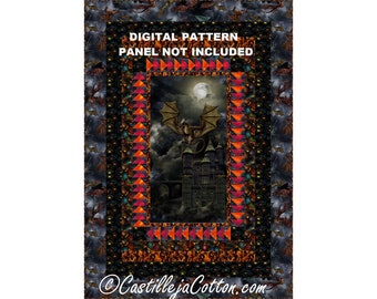 Dragon Twin Quilt ePattern, 5928-2e, digital pattern, dragon panel twin Quilt pattern. Timeless Treasures Dragon's Lair