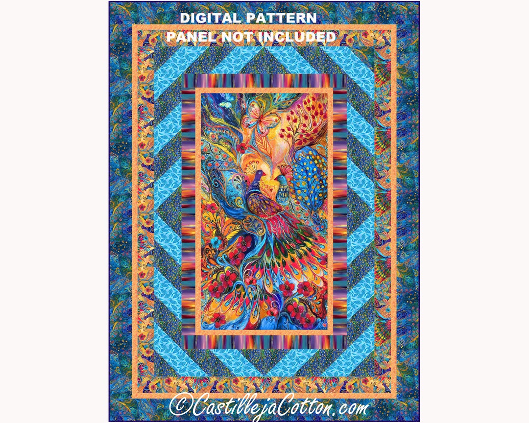 Painted Peacock Quilt Epattern, 51724e, Digital Pattern, Peacock Panel