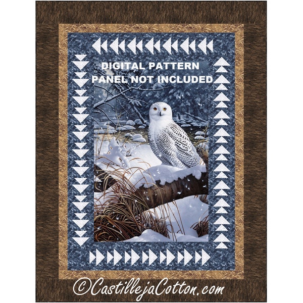 Snowy Owl Quilt ePattern, 5385-1e, digital pattern, Owl panel lap quilt pattern, Northcott Fabrics Snowy Owl