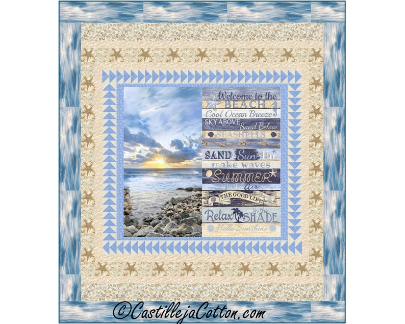 Beach Signs Queen Quilt ePattern Timeless Treasures Fabric Seas of the Day 5597-1e digital pattern