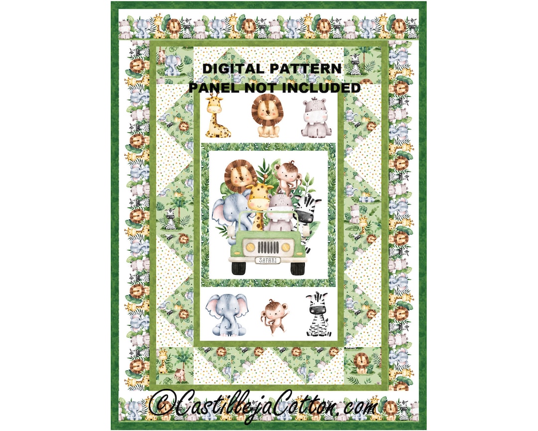 Baby Safari Lap Quilt Epattern, 58661e, Digital Pattern, Child Panel