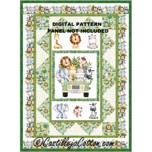 Baby Safari Lap Quilt ePattern, 5866-1e, digital pattern, child panel quilt pattern, Northcott Fabrics Wee Safari