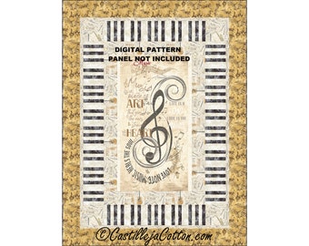 Piano Music Quilt Pattern, 5937-1e, digital pattern,  Panel Lap Quilt Pattern, Timeless Treasures Fabrics Sonata