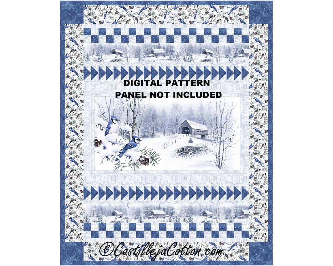 Winter Jays Quilt Epattern, 51384e, Digital Pattern, Panel Lap Quilt