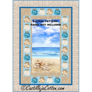 Beach Comber Jars Quilt ePattern, 5567-3e, digital pattern, sea shore panel quilt pattern, Timeless Treasures Fabrics Beach Comber