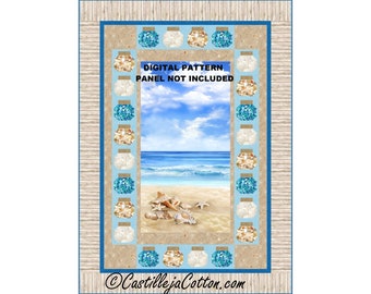 Beach Comber Jars Quilt ePattern, 5567-3e, digital pattern, sea shore panel quilt pattern, Timeless Treasures Fabrics Beach Comber