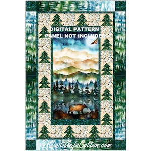 Bear Mountain Quilt ePattern, 5860-1e, digital pattern, Bear Panel lap Quilt Pattern, Hoffman CA Fabrics Starry Nights