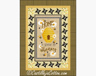 Beehive Lap Quilt ePattern, 5429-4e, digital pattern, Bee Panel quilt pattern, Timeless Treasures Fabrics Home Is Where My Honey