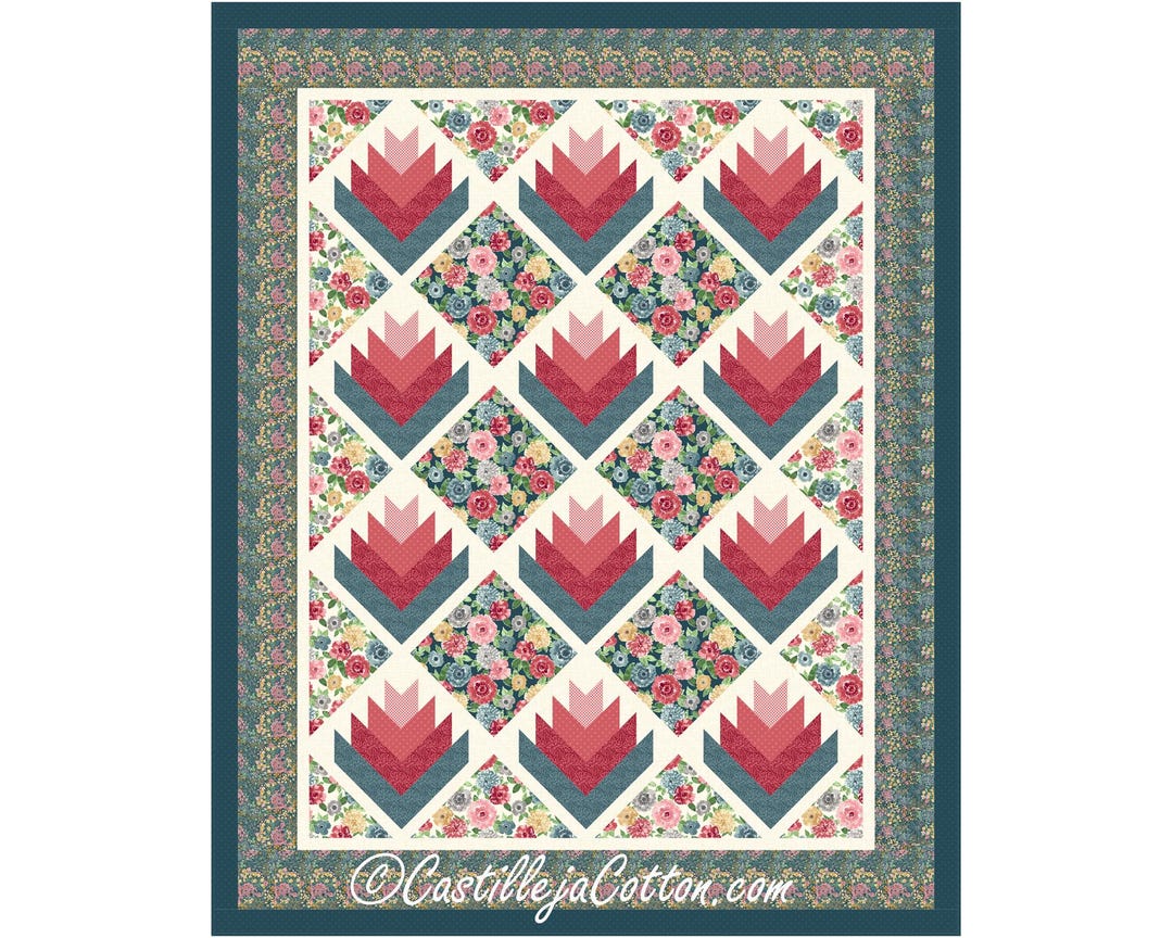 Somerset Log Cabins Quilt Pattern, 5612-4e, Digital Pattern, Floral Log ...